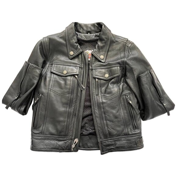 Harley Davidson Womens Black Leather Moto Jacket M Nevada Vented Zip Liner 98122 - Picture 5 of 16